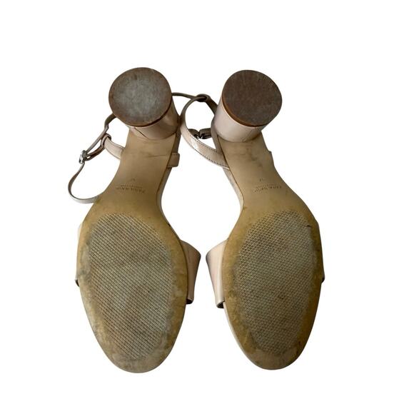 ZARA Cream Patent Leather Sandals | Round Block Heel | Size 6.5 - Picture 10 of 11